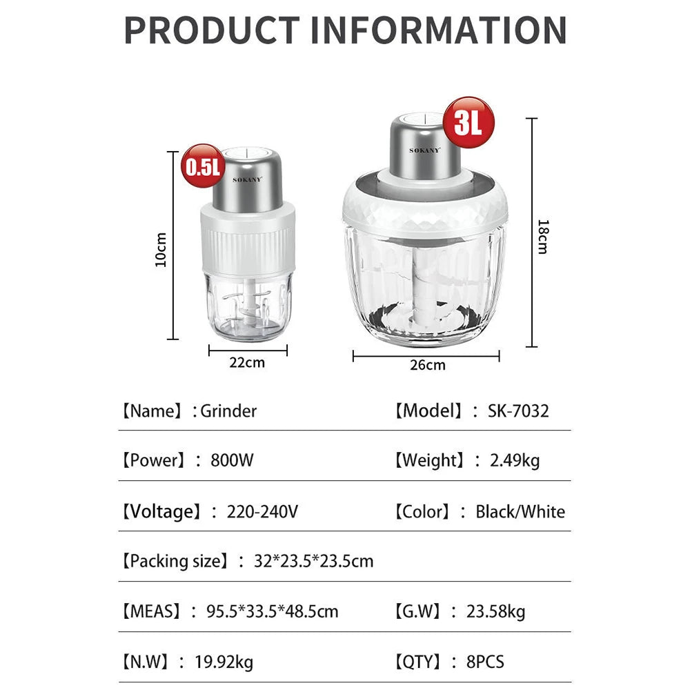 π§ Electric Meat Grinder & Juicer β 800W Multi-Function Food Processor for Home Use