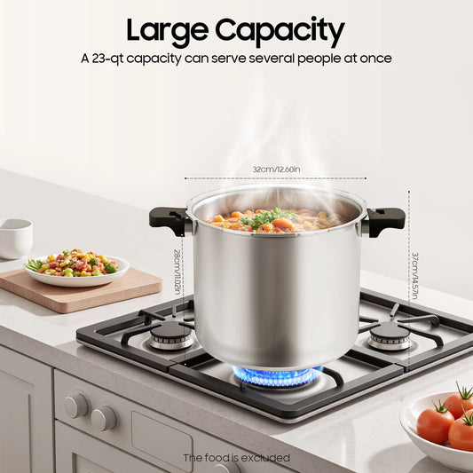 💨 22L Heavy-Duty Aluminum Pressure Cooker – 90kPa with Pressure Gauge & Hand Control