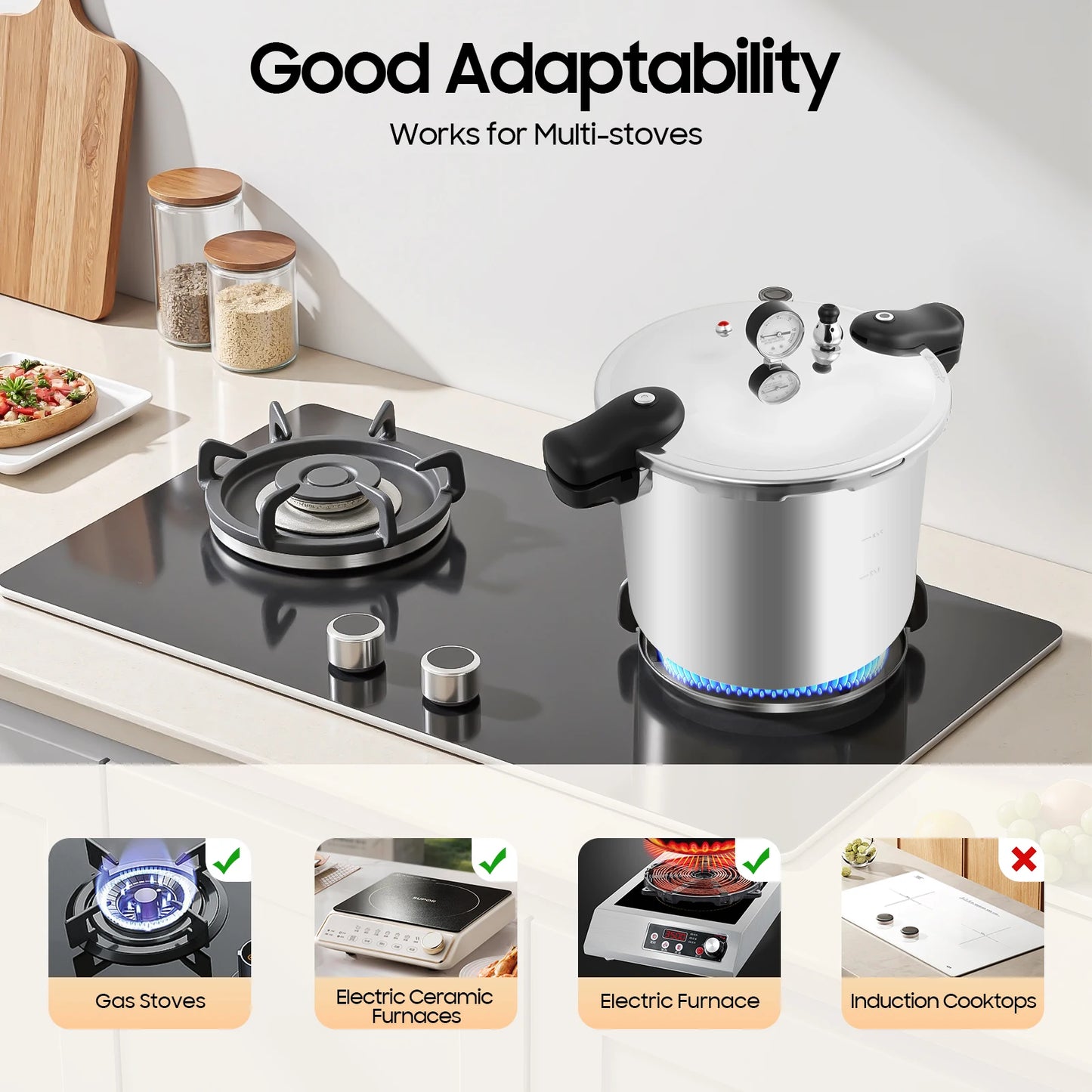 💨 22L Heavy-Duty Aluminum Pressure Cooker – 90kPa with Pressure Gauge & Hand Control